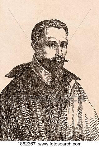 Stock Photo - Hendrik Goltzius 1558-1617 Dutch Artist From 75 Portraits Of Celebrated Painters From Authentic Originals Etched By James Girtin Published London 1817. Fotosearch