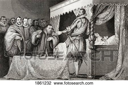 Stock Image - Henri Iii 1551 To 1589 Names Bearnais 1553 To 1610 As His Successor, From Histoire De France By Colart Published Circa 1840. Fotosearch