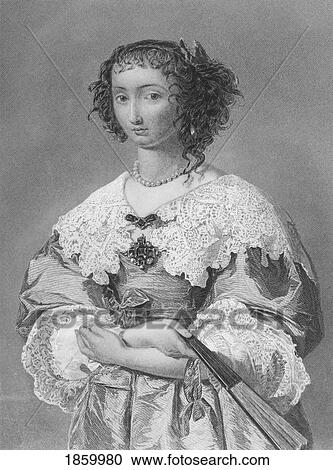 Stock Image - Henrietta-Maria, 1609-1669. Daughter Of Henry Iv Of France And Queen Of Charles I. W. J. Edwards After Augustus Egg From The Book The Queens Of England, Volume Ii By Sydney Wilmot. Published London Circa. 1890.. Fotosearch