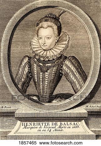 Stock Photography - Henriette De Balzac D'entraigues, Marquise De Verneuil (1579 - 1633) Mistress Of Henry Iv Of France. From An Engraving By Aubert.. Fotosearch