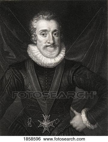 Stock Photograph - Henry Iv, Aka Henry Of Navarre Or Bourbon, 1553-1610. King Of Navarre (As Henry Iii) 1572-89. First Bourbon King Of France, 1589-1610. From The Book ÃƒÂ¢Ã¢â€šÂ¬Ã…â€œGallery Of PortraitsÃƒÂ¢Ã¢â€šÂ¬Ã‚Â Published London 1833.. Fotosearch