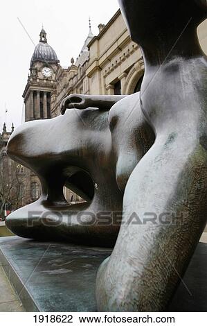 Stock Image - Henry Moore Sculpture At Town Hall. Fotosearch