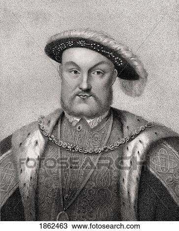 Stock Image - Henry Viii 1491 - 1547 King Of England Engraved By Bocquet From The Book A Catalogue Of The Royal And Noble Authors Published 1806. Fotosearch
