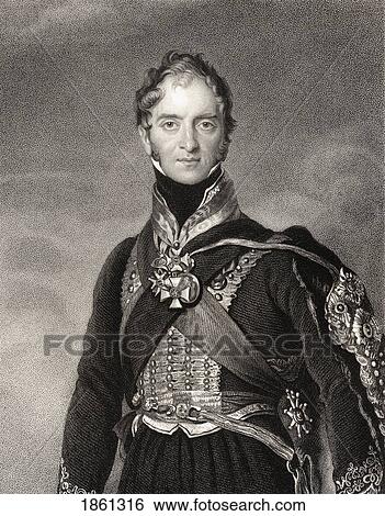 Stock Photograph - Henry William Paget 1St Marquess Of Anglesey Baron Paget Of Beaudesert 4Th Earl Of Uxbridge 1768 To 1854 British Military Leader And Politician Engraved By S Freeman After Sir T Lawrence From The Book National Portrait Gallery Volume Ii Published C 1835. Fotosearch
