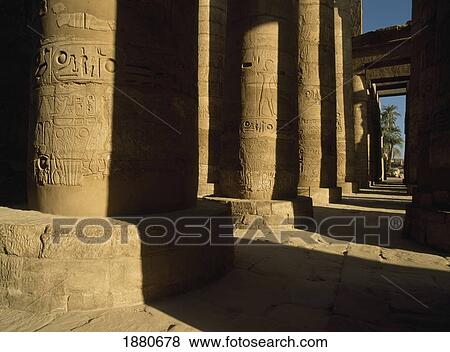 Stock Photo - Hieroglyphics And Reliefs On Columns Of Great Hypostyle Hall. Fotosearch