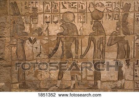 Stock Image - Hieroglyphics At The Temple Of Karnak. Fotosearch