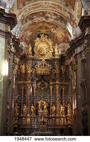 Stock Photo - High Altar of the Abbey Church of Stift Melk Benedictine Monastery, Lower Austria, Austria. Fotosearch
