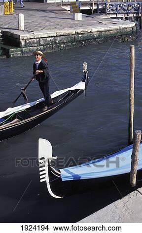 Picture - High Angle Shot Of Gondolier. Fotosearch