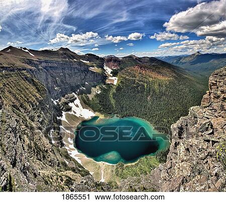 Stock Image - High Angle View Of Lake, Akamina Ridge; British Columbia, Canada. Fotosearch