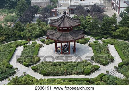 High Angle View Of People Sitting Under A Pagoda; Xi'an, Shaanxi, China View Large Photo Image Stock Image - High Angle View Of People Sitting Under A Pagoda; Xi'an, Shaanxi, China. Fotosearch