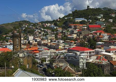 High Angle View Of St George's Viewed From Fort George; Grenada. Caribbean. View Large Photo Image Stock Image - High Angle View Of St George's Viewed From Fort George; Grenada. Caribbean.. Fotosearch