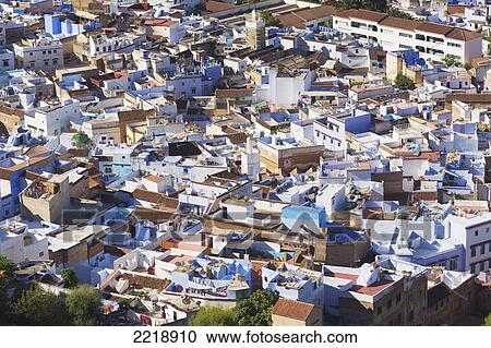 High Angle View Of The City Of Chefchaouen; Chefchaouen Morocco View Large Photo Image Stock Image - High Angle View Of The City Of Chefchaouen; Chefchaouen Morocco. Fotosearch