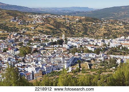 High Angle View Of The City Of Chefchaouen; Chefchaouen Morocco View Large Photo Image Stock Image - High Angle View Of The City Of Chefchaouen; Chefchaouen Morocco. Fotosearch