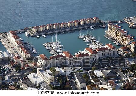 High Angle View Of The New Yacht Harbor; Gibraltar View Large Photo Image Stock Photo - High Angle View Of The New Yacht Harbor; Gibraltar. Fotosearch