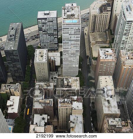 High Angle View Of The Skyscrapers And The Chicago River; Chicago Illinois United States Of America View Large Photo Image Stock Photo - High Angle View Of The Skyscrapers And The Chicago River; Chicago Illinois United States Of America. Fotosearch
