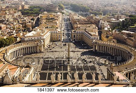 Stock Photo - High Angle View Over Saint Peter's Plaza; Vatican City, Italy. Fotosearch