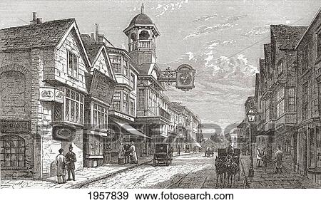 Stock Photo - High Street, Guildford, Surrey, England In The Late 19Th Century From Our Own Country Published 1898.. Fotosearch
