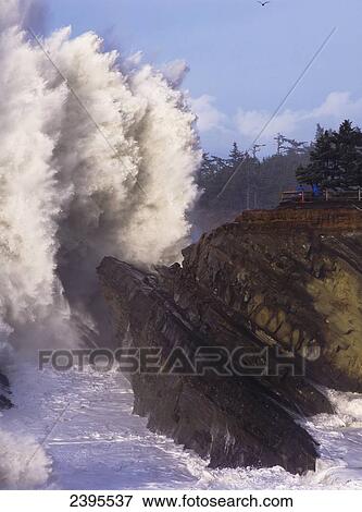 High surf breaks at Shore Acres State Park; Charleston, Oregon, United States of America View Large Photo Image Stock Photo - High surf breaks at Shore Acres State Park; Charleston, Oregon, United States of America. Fotosearch