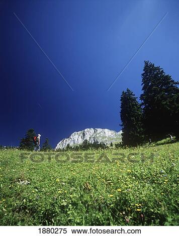 Stock Photography - Hiker In French Alps. Fotosearch