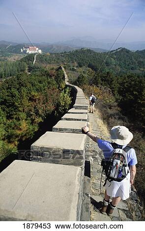 Stock Image - Hiker On The Walls Around Summer Palace. Fotosearch