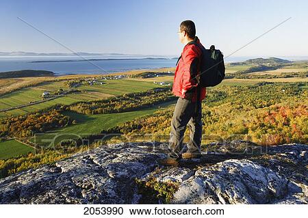 Hiker Over Looking Kamouraska Village And St. Lawrence River At Sunset, Bas-Saint-Laurent Region, Quebec View Large Photo Image Stock Image - Hiker Over Looking Kamouraska Village And St. Lawrence River At Sunset, Bas-Saint-Laurent Region, Quebec. Fotosearch