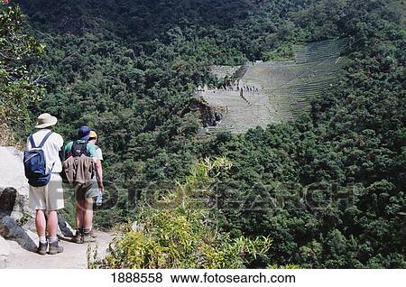 Hikers On The Inca Trail View Large Photo Image Stock Photo - Hikers On The Inca Trail. Fotosearch