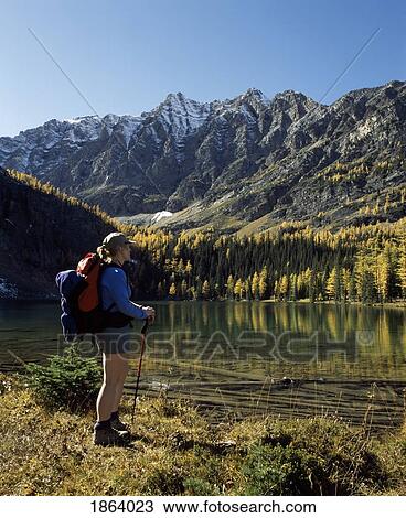 Stock Image - Hiking In The Rocky Mountains, Banff, Alberta, Canada. Fotosearch