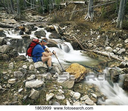 Stock Photo - Hiking In The Rocky Mountains, Banff, Alberta, Canada. Fotosearch