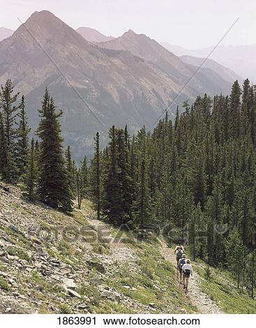 Stock Image - Hiking In The Rocky Mountains, Kananaskis, Alberta, Canada. Fotosearch