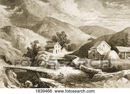 Stock Photograph - Hills Of New England In 1870S. From American Pictures Drawn With Pen And Pencil By Rev Samuel Manning Circa 1880. Fotosearch