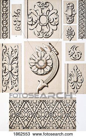 Stock Image - Hindoo No 1 Plate Lvi From The Grammar Of Ornament By Owen Jones Published By Day & Son London 1865. Fotosearch