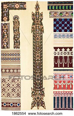 Picture - Hindoo No 2 Plate Lvii From The Grammar Of Ornament By Owen Jones Published By Day & Son London 1865. Fotosearch
