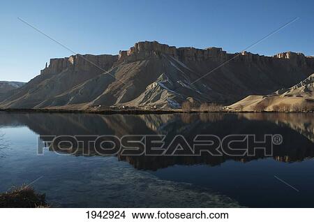 Picture - Hindu Kush Mountains Reflections In Band-I-Haibat (Dam Of Awe), Band-I-Amir, Bamian Province, Afghanistan. Fotosearch