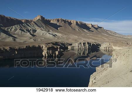 Stock Photo - Hindu Kush Mountains Reflections In Band-I-Haibat (Dam Of Awe), Band-I-Amir, Bamian Province, Afghanistan. Fotosearch