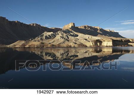 Stock Photo - Hindu Kush Mountains Reflections In Band-I-Haibat (Dam Of Awe), Band-I-Amir, Bamian Province, Afghanistan. Fotosearch