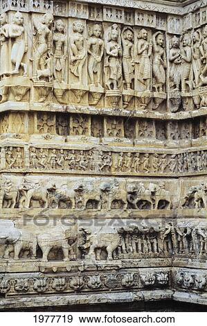 Stock Photo - Hindu Temple Detail; India, Carved figures in stone. Fotosearch