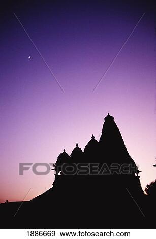 Hindu Temple Silhouetted At Sunset View Large Photo Image Stock Photo - Hindu Temple Silhouetted At Sunset. Fotosearch