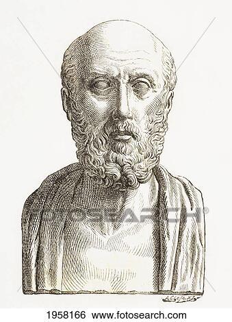 Stock Photograph - Hippocrates Of Cos Or Hippokrates Of Kos, C. 460 Bc To C. 370 Bc. Ancient Greek Physician Of The Age Of Pericles. From El Mundo Ilustrado, Published Barcelona, 1880.. Fotosearch