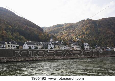 Hirzenach, As Seen From The Rhine River, Rhineland-Palatinate, Germany View Large Photo Image Stock Image - Hirzenach, As Seen From The Rhine River, Rhineland-Palatinate, Germany. Fotosearch