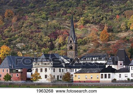 Hirzenach, As Seen From The Rhine River, Rhineland-Palatinate, Germany View Large Photo Image Stock Photo - Hirzenach, As Seen From The Rhine River, Rhineland-Palatinate, Germany. Fotosearch