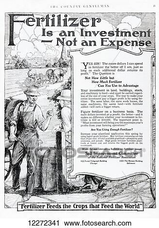 Stock Image - Historic fertilizer advertisement from early 20th century magazine.. Fotosearch