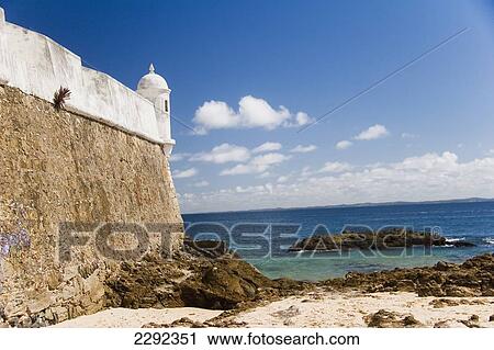 Stock Image - Historic Fortress, Porto da Barra Beach; Salvador, Bahia State, Brazil. Fotosearch