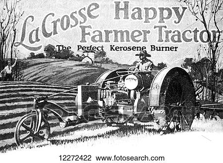 Stock Image - Historic LaCrosse tractor advertisement from the early 20th century. Fotosearch