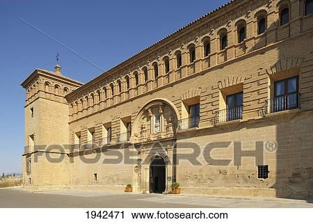 Stock Image - Historic Parador De Alcaniz Hotel; Alcaniz Spain. Fotosearch