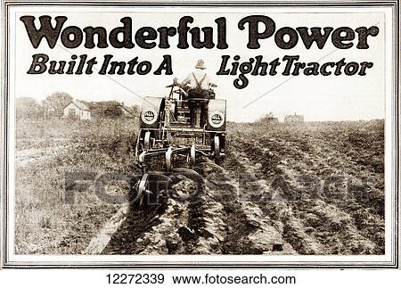 Stock Photo - Historic tractor advertisement from early 20th century. Fotosearch