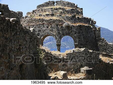 Stock Photography - Historical Ruins; Gemiler Island, Fethiye, Mugla Province, Turkey. Fotosearch