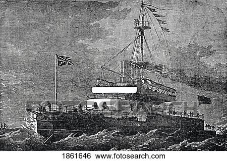 Stock Photograph - Hms Devastation At The Queen's Jubilee Naval Review In 1887 From Illustrated London News July 1887. Fotosearch