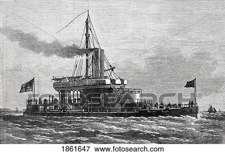 Stock Photo - Hms Glatton At The Queen's Jubilee Naval Review In 1887 From Illustrated London News July 1887. Fotosearch