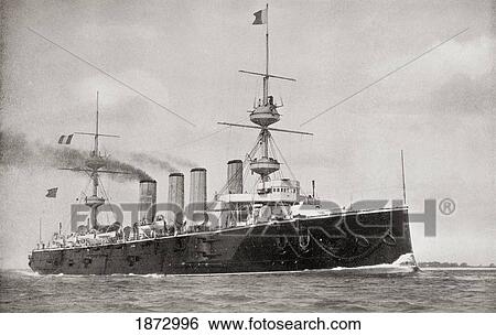 Stock Photograph - Hms Powerful. Ship Of The Powerful-Class Of Armoured Cruisers In The Royal Navy. From The Book South Africa And The Transvaal War By Louis Creswicke, Published 1900.. Fotosearch