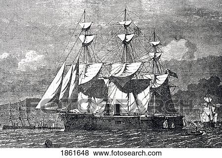 Stock Photo - Hms Sultan At The Queen's Jubilee Naval Review In 1887 From Illustrated London News July 1887. Fotosearch